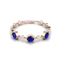Blue Sapphire Tennis Chain Rose Gold Plated Bracelet