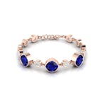 Blue Sapphire Tennis Chain Rose Gold Plated Bracelet