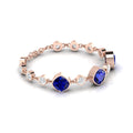 Blue Sapphire Tennis Chain Rose Gold Plated Bracelet