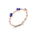 Blue Sapphire Tennis Chain Rose Gold Plated Bracelet