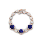 Blue Sapphire Tennis Chain Rose Gold Plated Bracelet