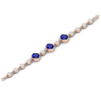 Blue Sapphire Tennis Chain Rose Gold Plated Bracelet