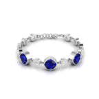 Blue Sapphire 925 Silver Chain Tennis Bracelet