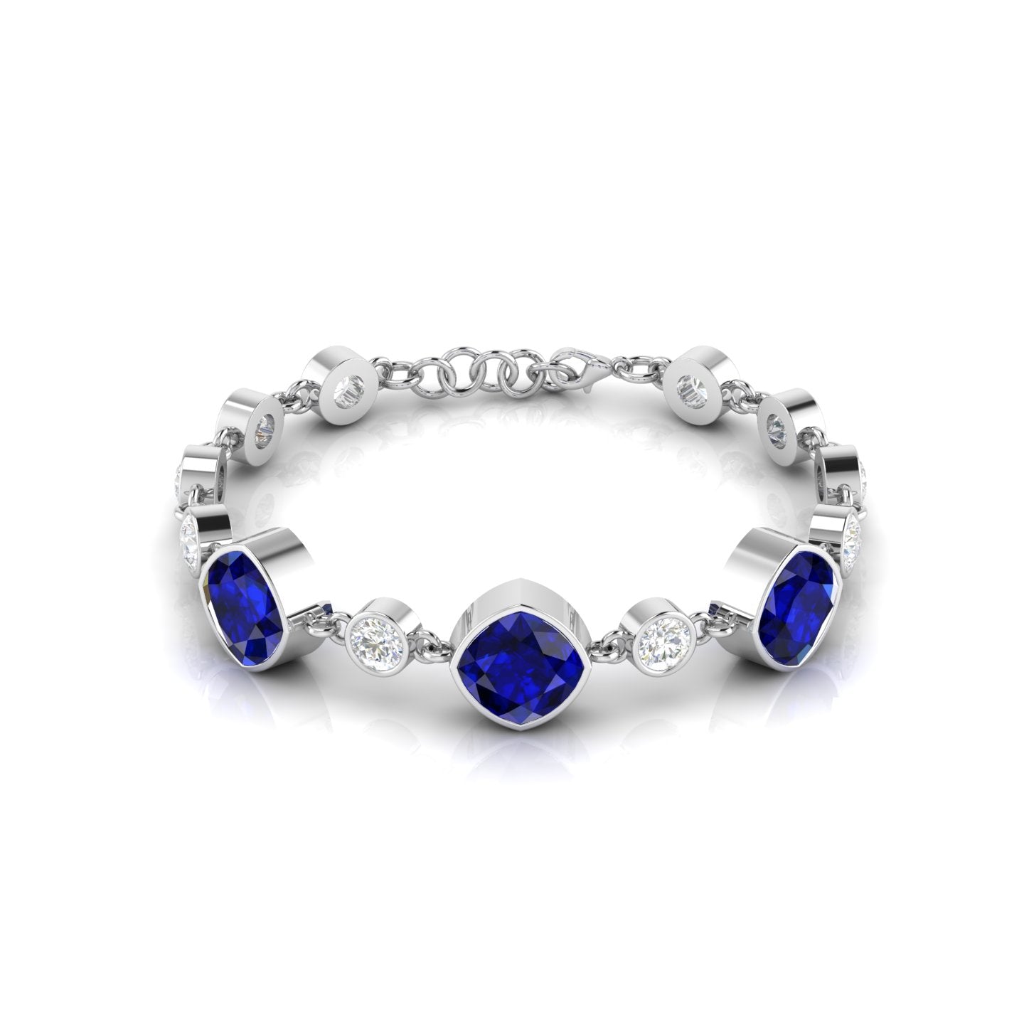 Blue Sapphire 925 Silver Chain Tennis Bracelet