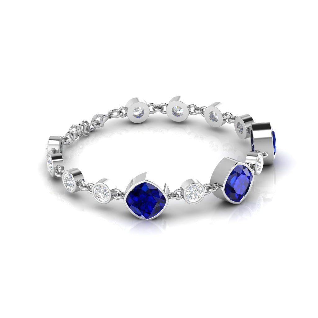 Blue Sapphire 925 Silver Chain Tennis Bracelet