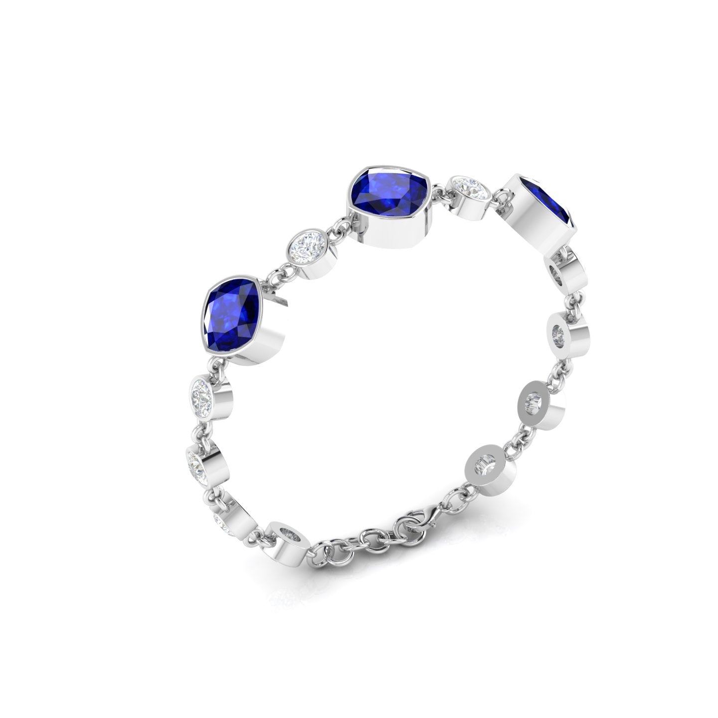 Blue Sapphire 925 Silver Chain Tennis Bracelet
