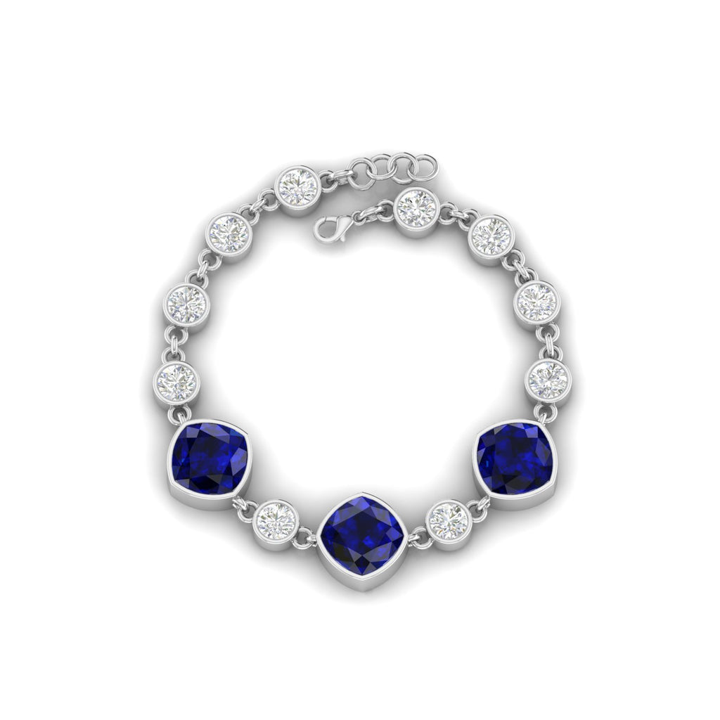 Blue Sapphire 925 Silver Chain Tennis Bracelet