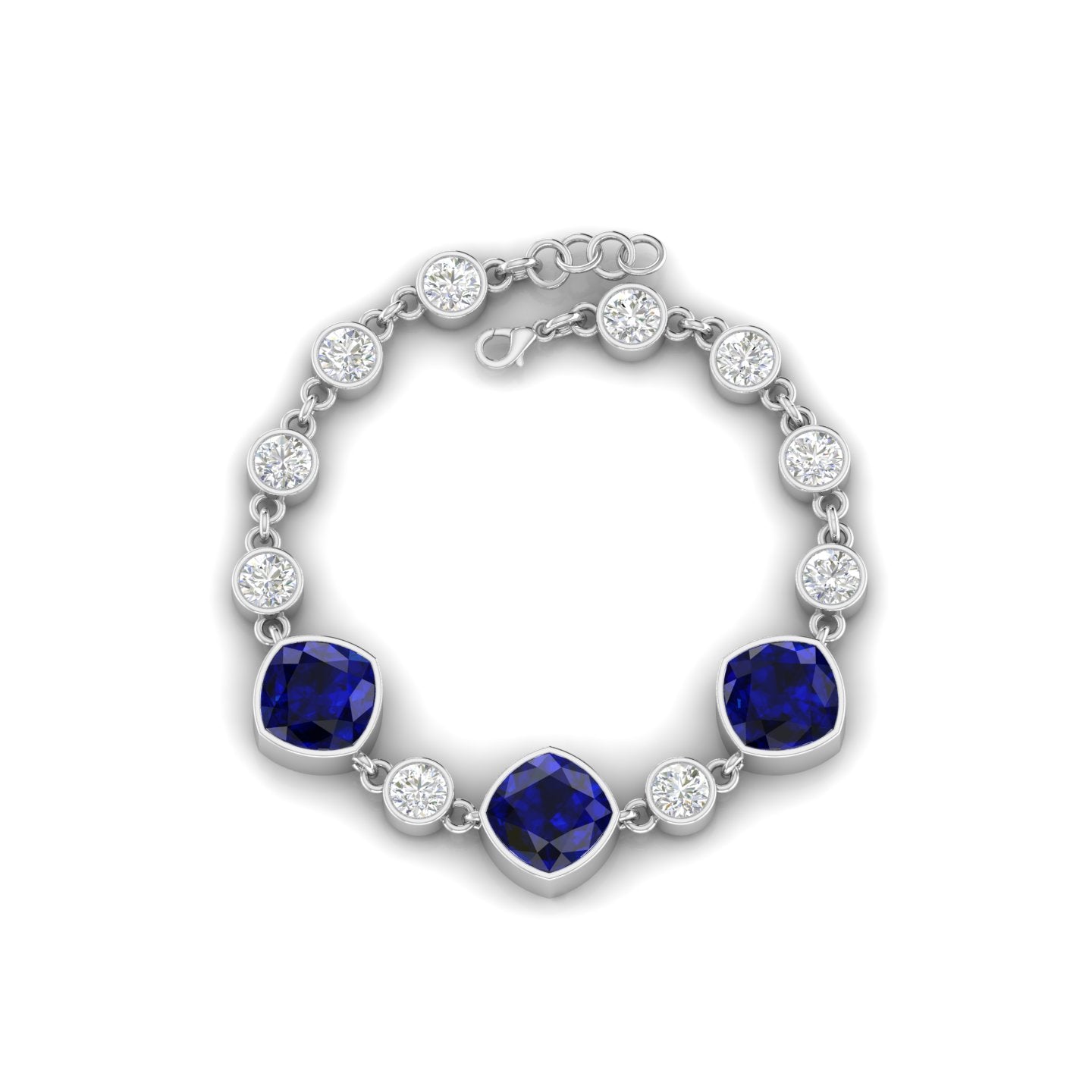 Blue Sapphire 925 Silver Chain Tennis Bracelet
