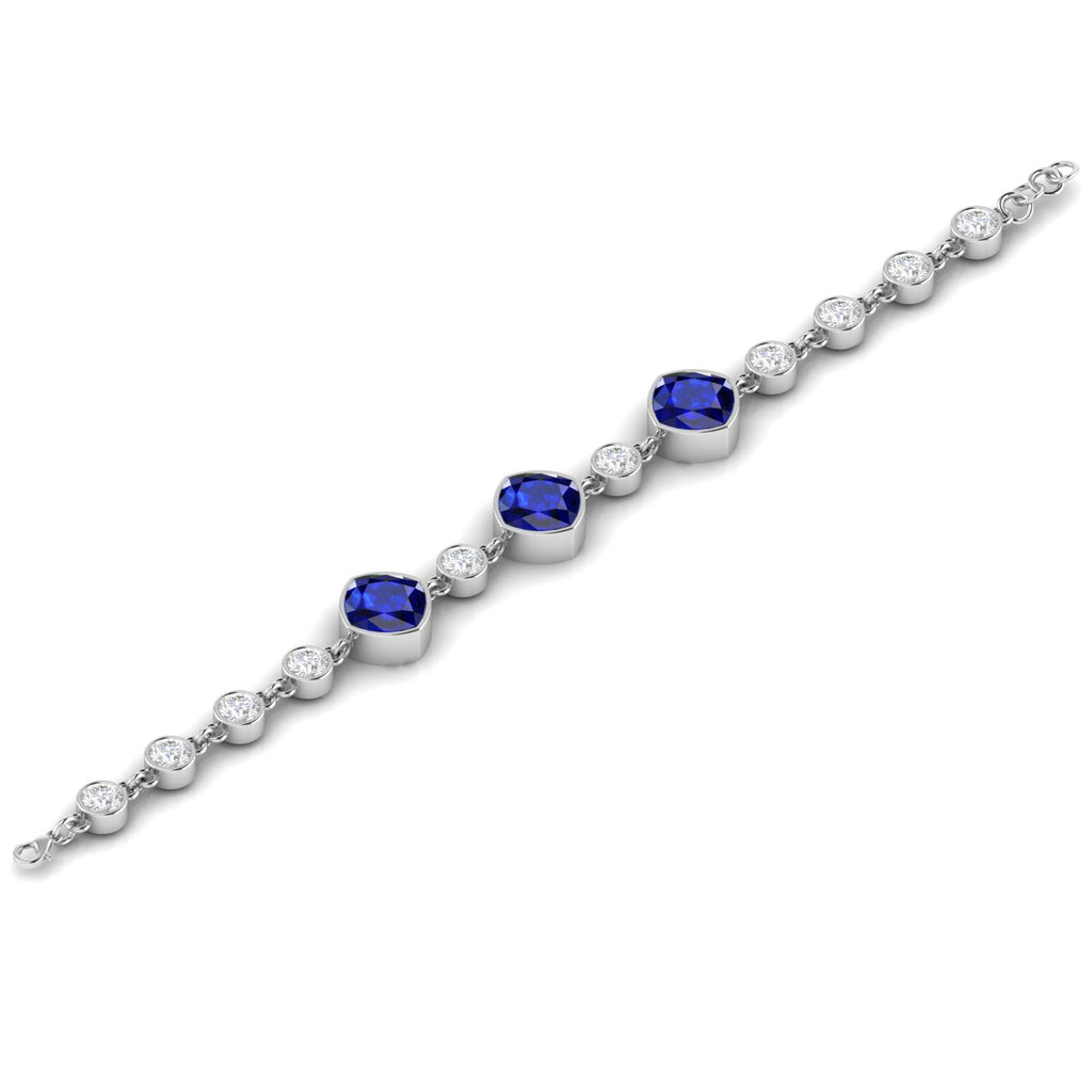 Blue Sapphire 925 Silver Chain Tennis Bracelet