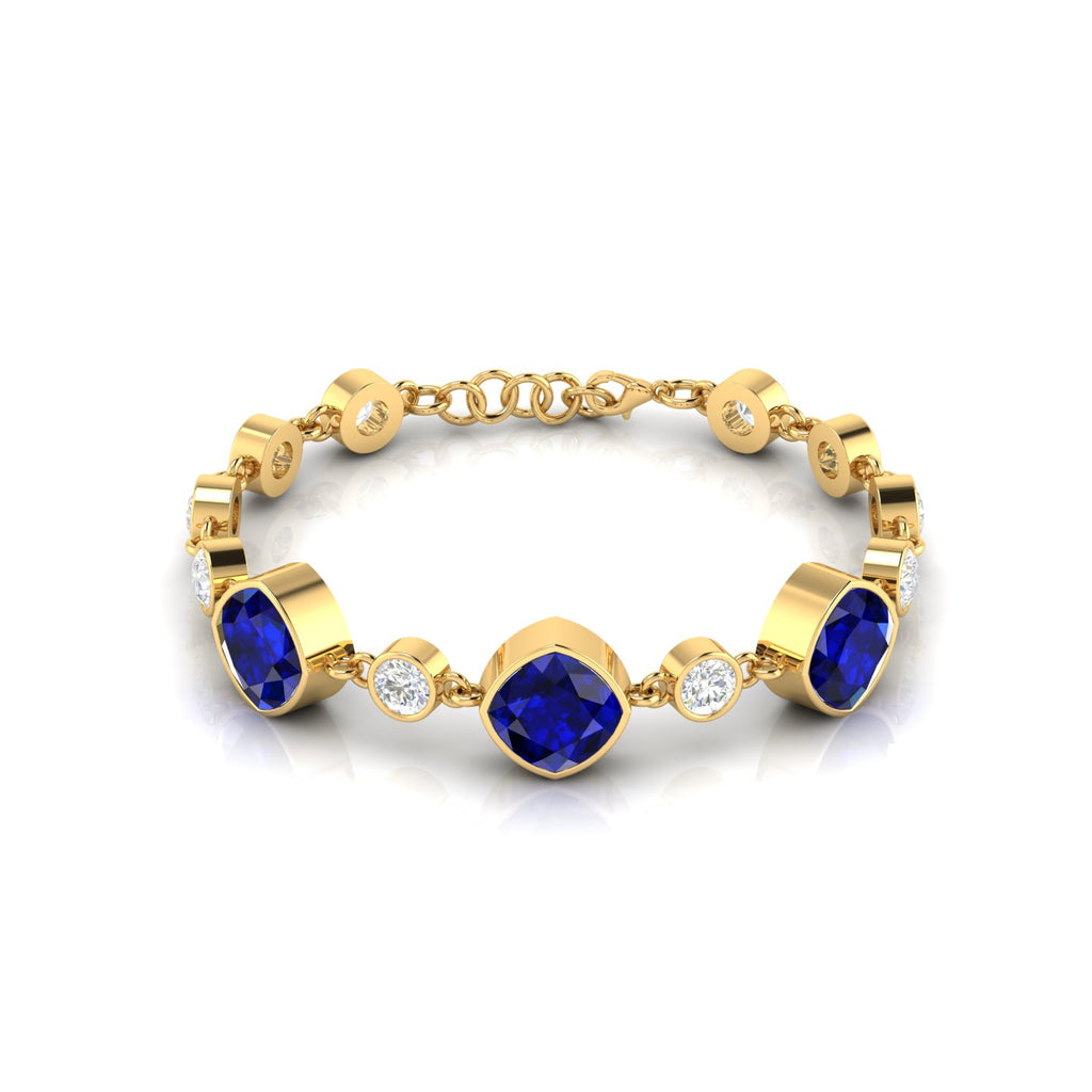 Gold Plated Blue Sapphire Chain Tennis Bracelet