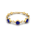 Gold Plated Blue Sapphire Chain Tennis Bracelet