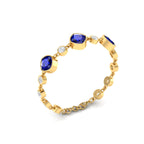 Gold Plated Blue Sapphire Chain Tennis Bracelet