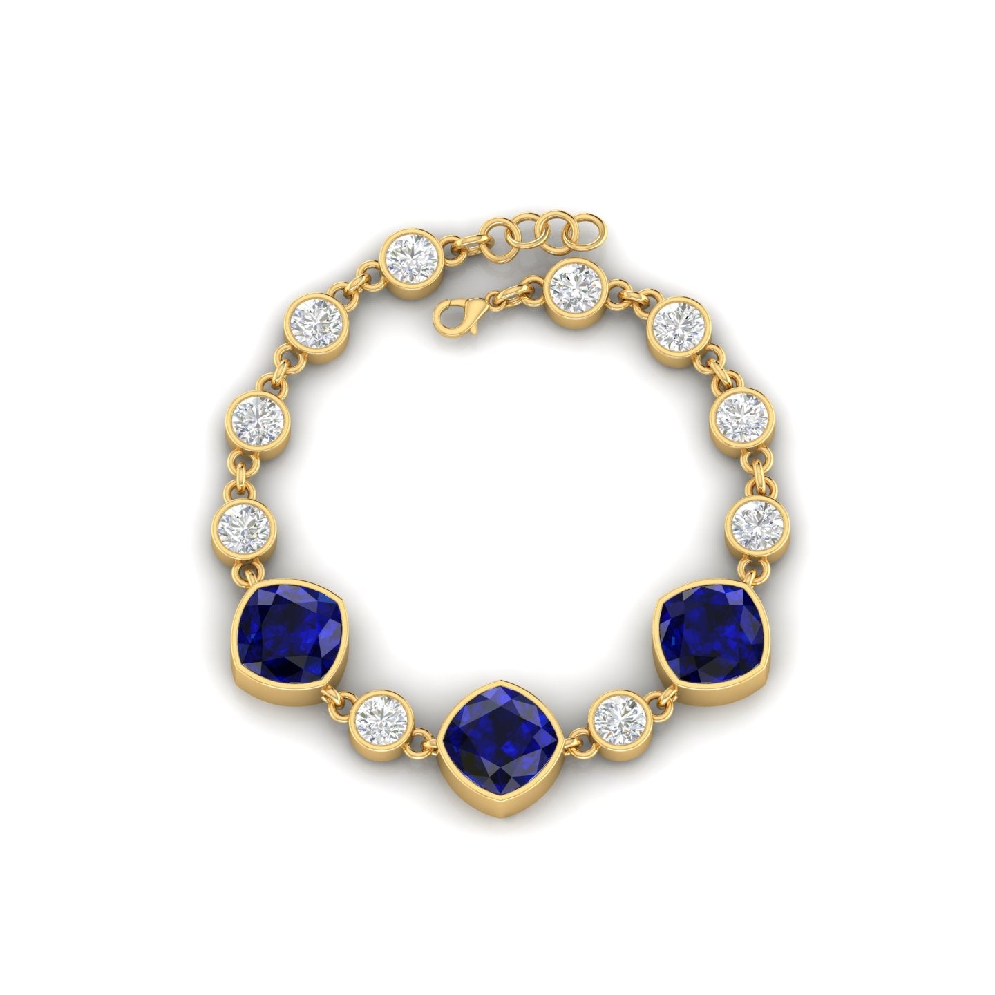 Gold Plated Blue Sapphire Chain Tennis Bracelet