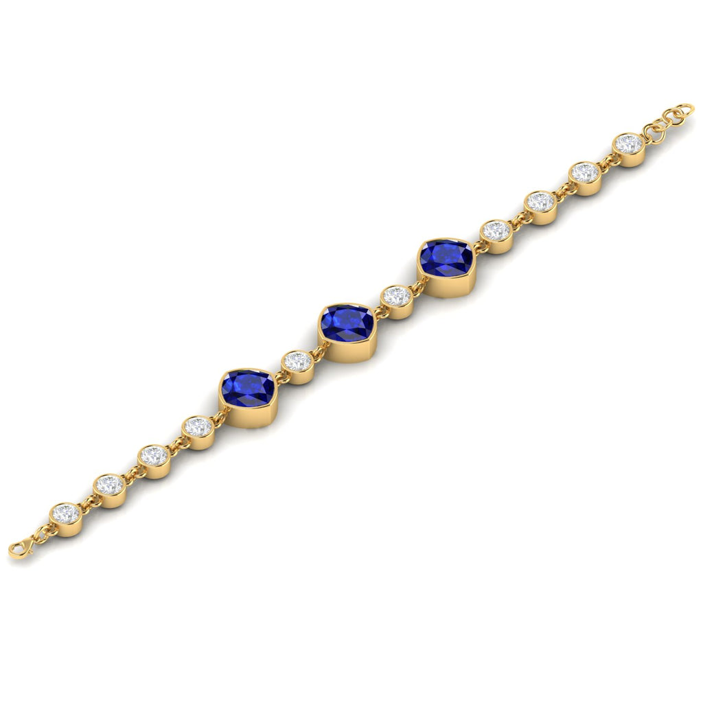Gold Plated Blue Sapphire Chain Tennis Bracelet