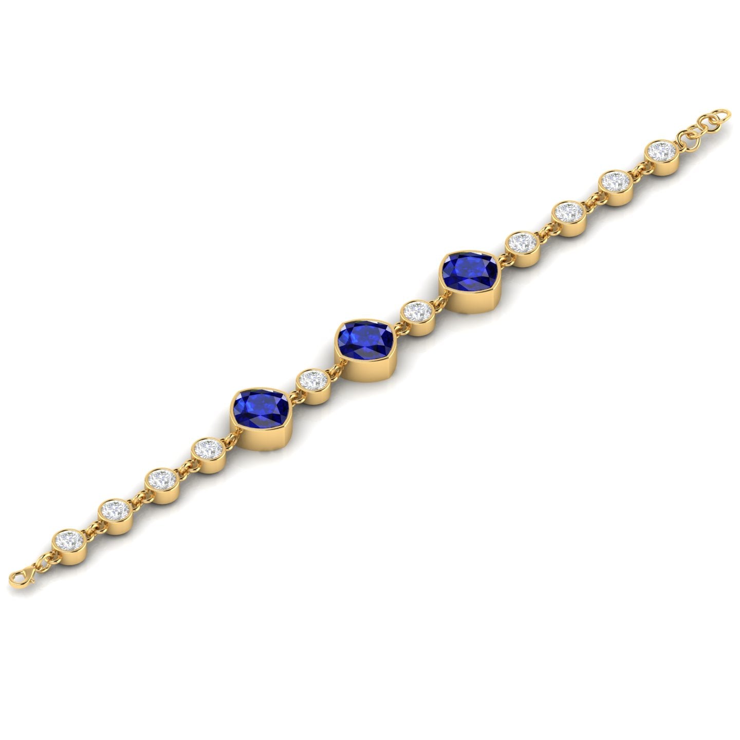 Gold Plated Blue Sapphire Chain Tennis Bracelet