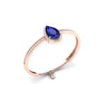 Teardrop Blue Sapphire Rose Gold Plated Bracelet