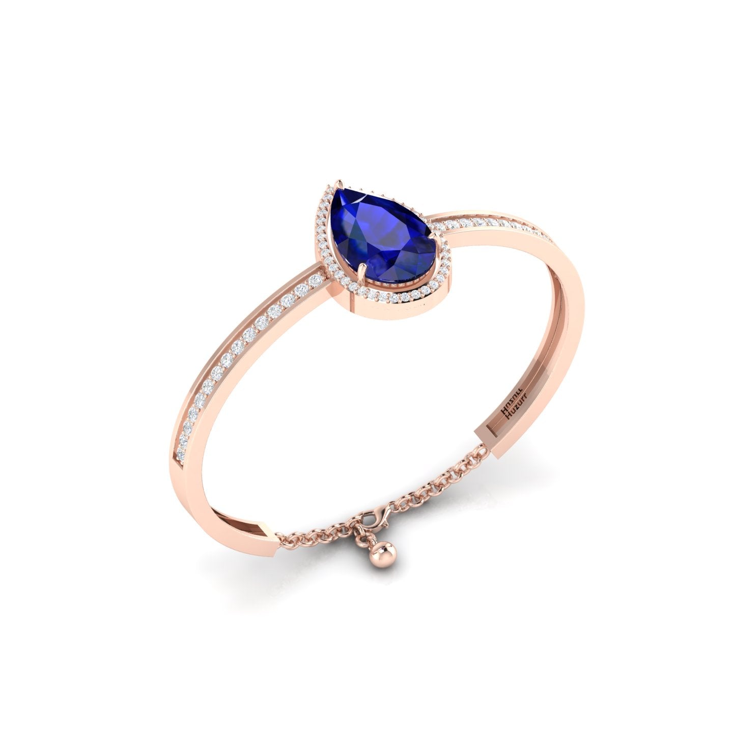 Teardrop Blue Sapphire Rose Gold Plated Bracelet