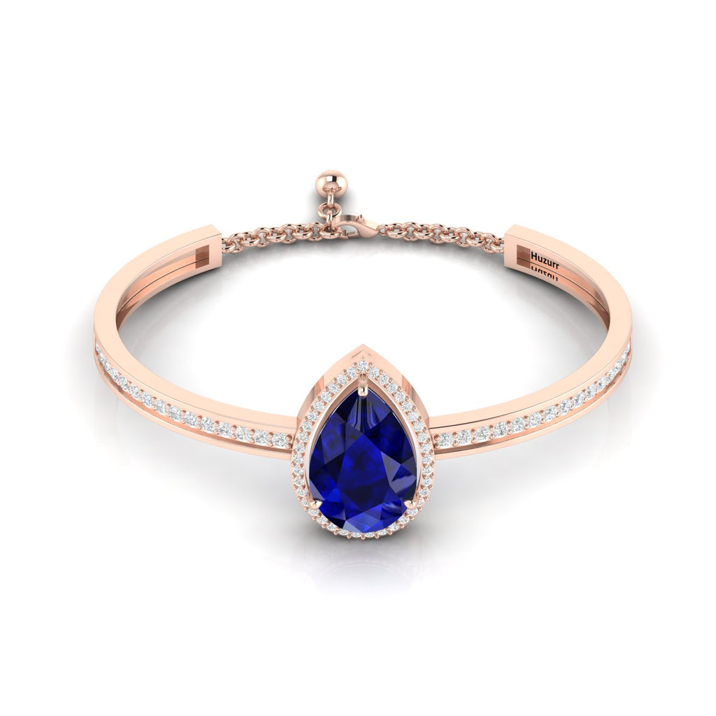 Teardrop Blue Sapphire Rose Gold Plated Bracelet