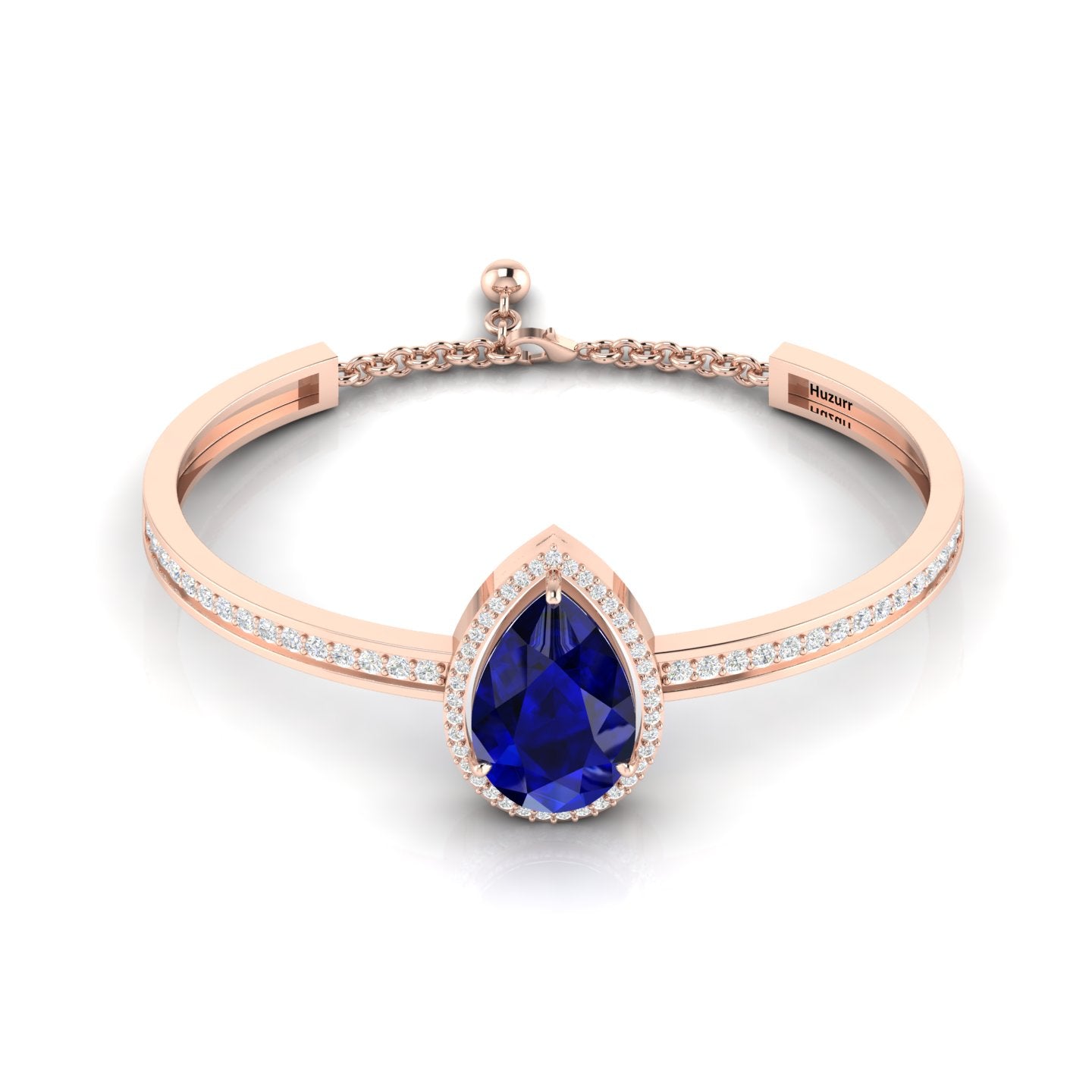 Teardrop Blue Sapphire Rose Gold Plated Bracelet