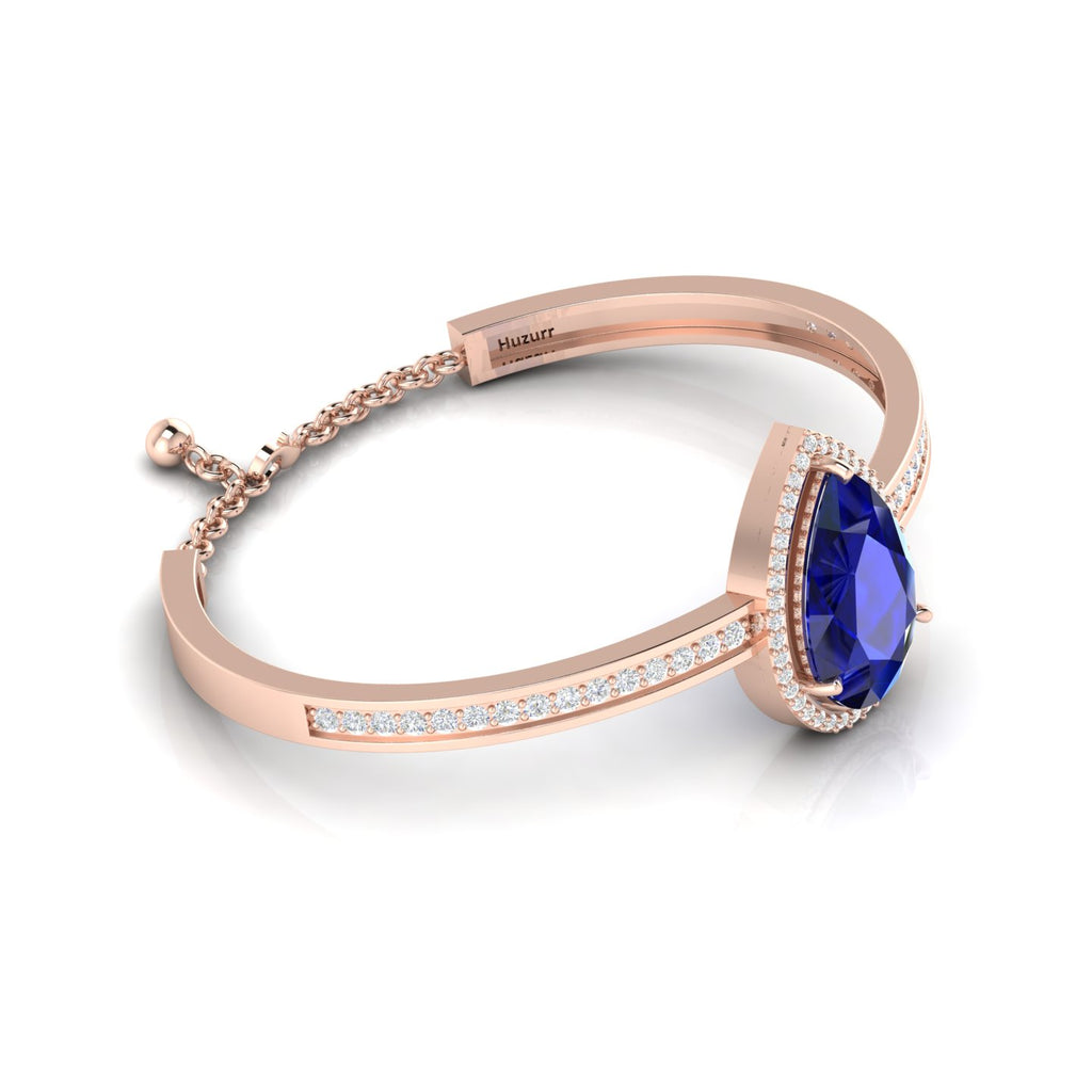 Teardrop Blue Sapphire Rose Gold Plated Bracelet