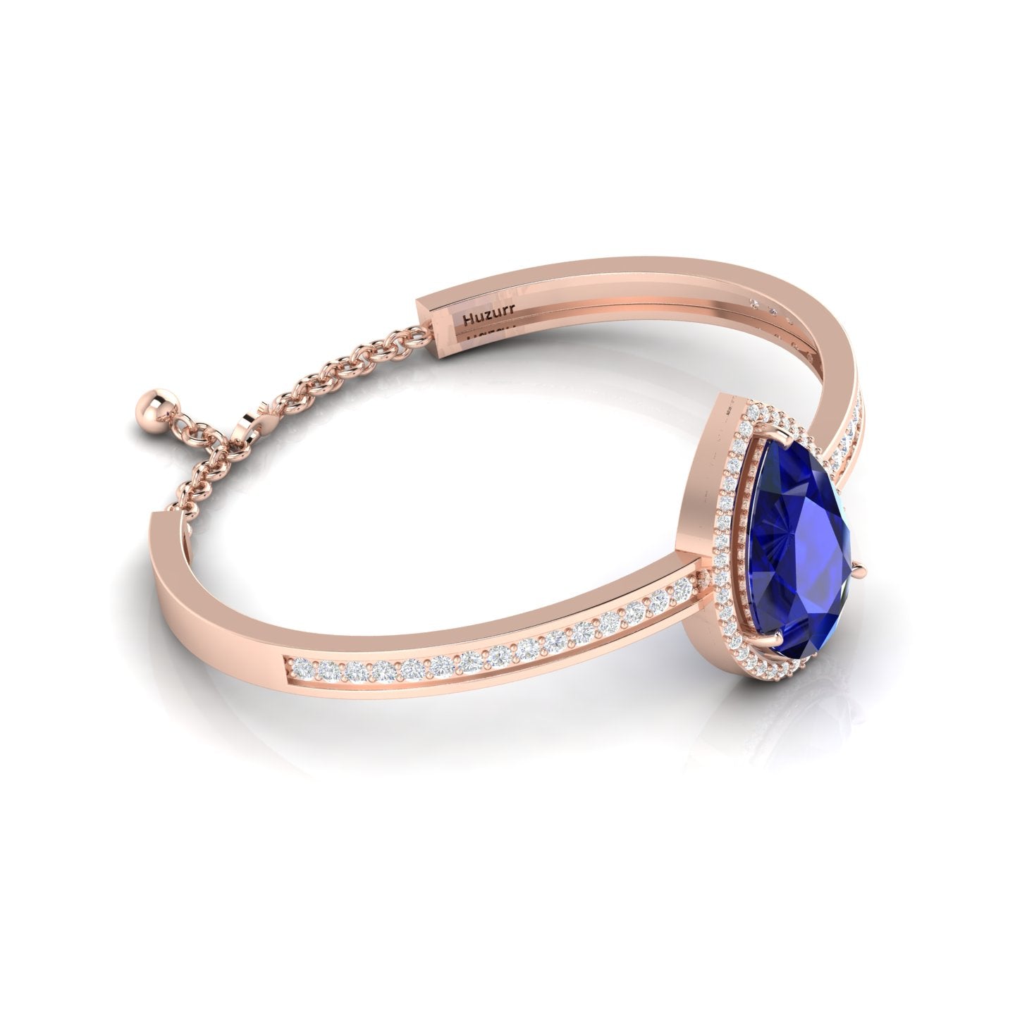 Teardrop Blue Sapphire Rose Gold Plated Bracelet