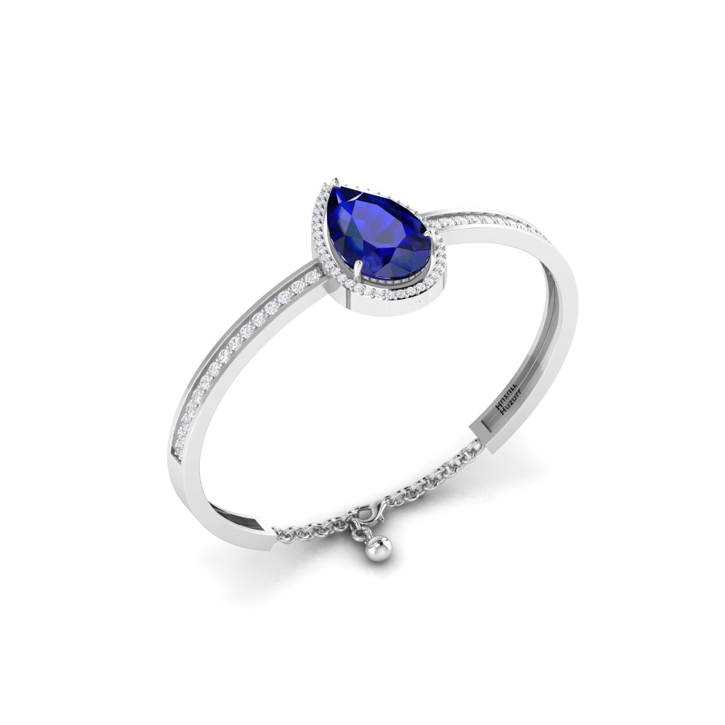 Sterling Silver Blue Sapphire Teardrop Bracelet