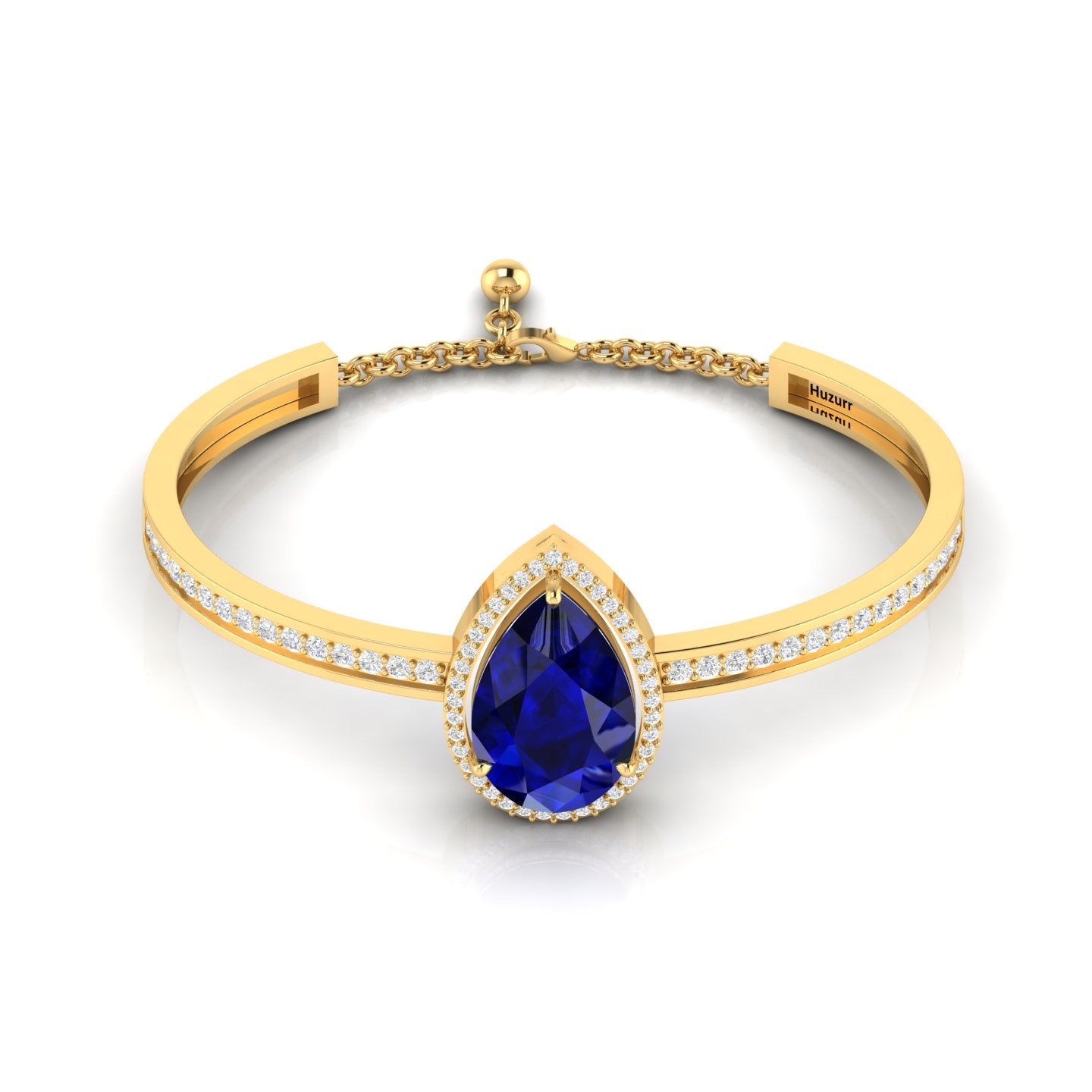 Blue Sapphire Gold Plated Teardrop Bracelet