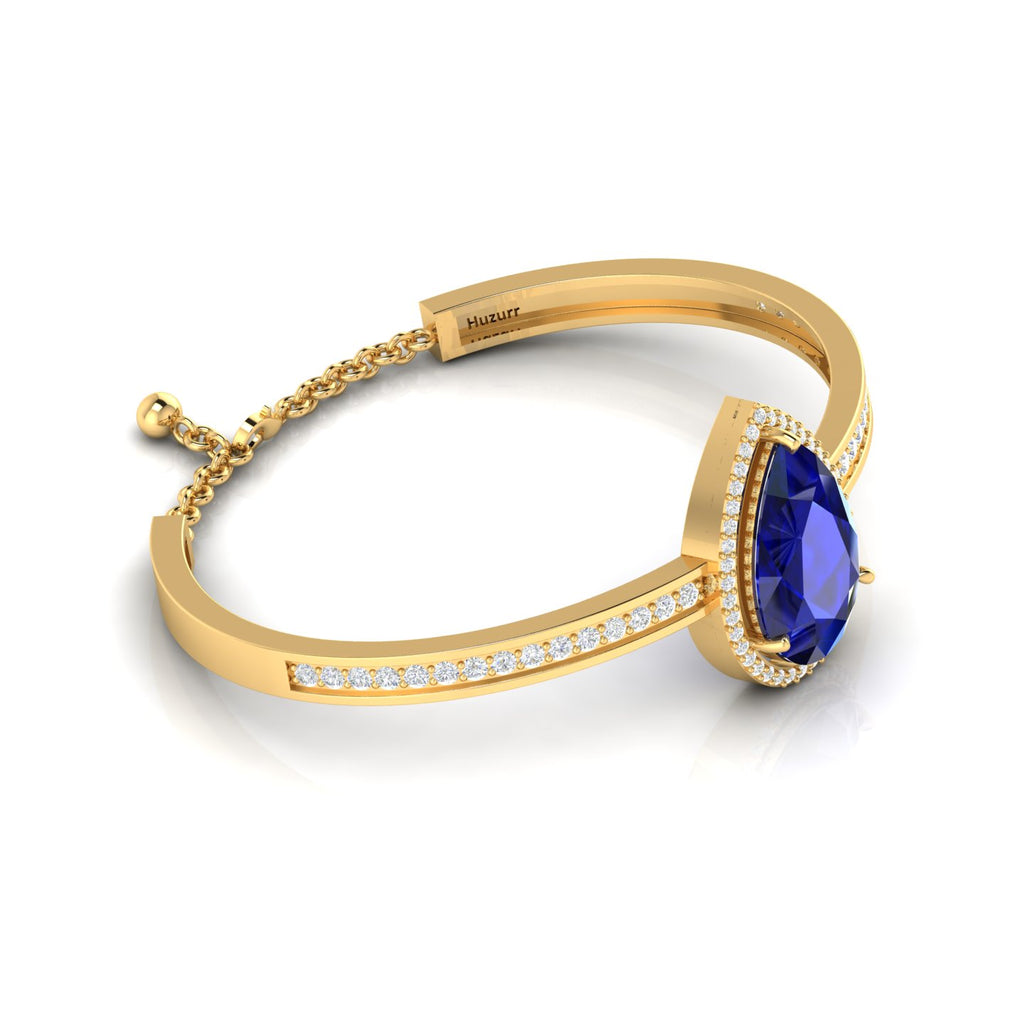 Blue Sapphire Gold Plated Teardrop Bracelet