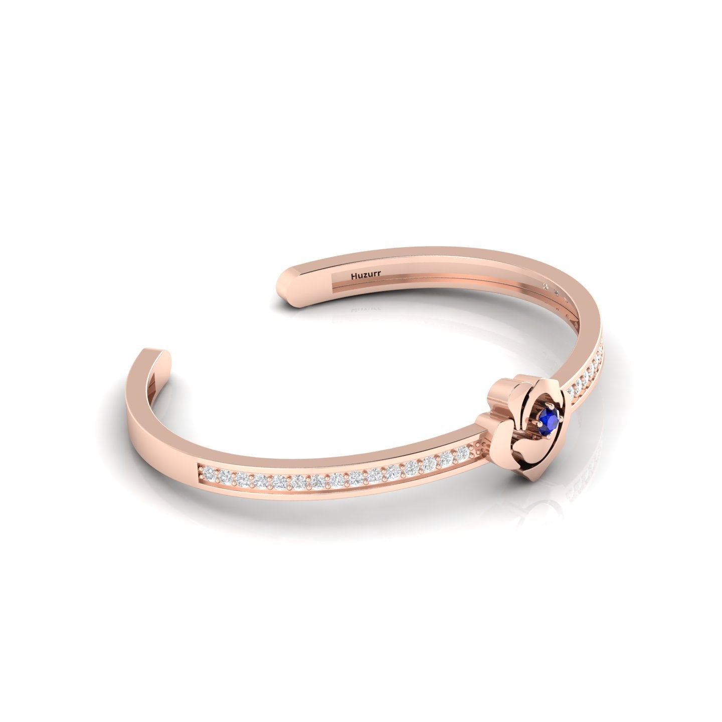 Rose Gold Plated Blue Sapphire Rose Flower Bracelet