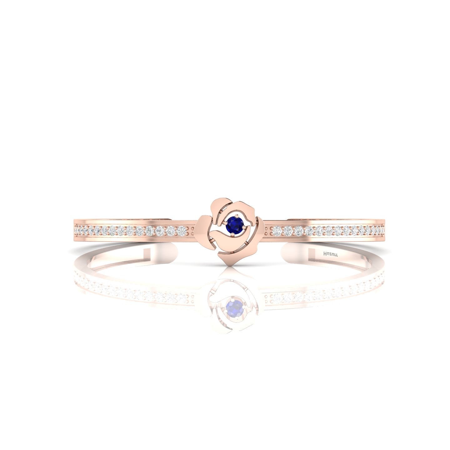 Rose Gold Plated Blue Sapphire Rose Flower Bracelet