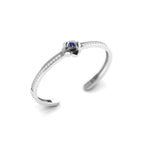Blue Sapphire Silver Rose Flower Bracelet