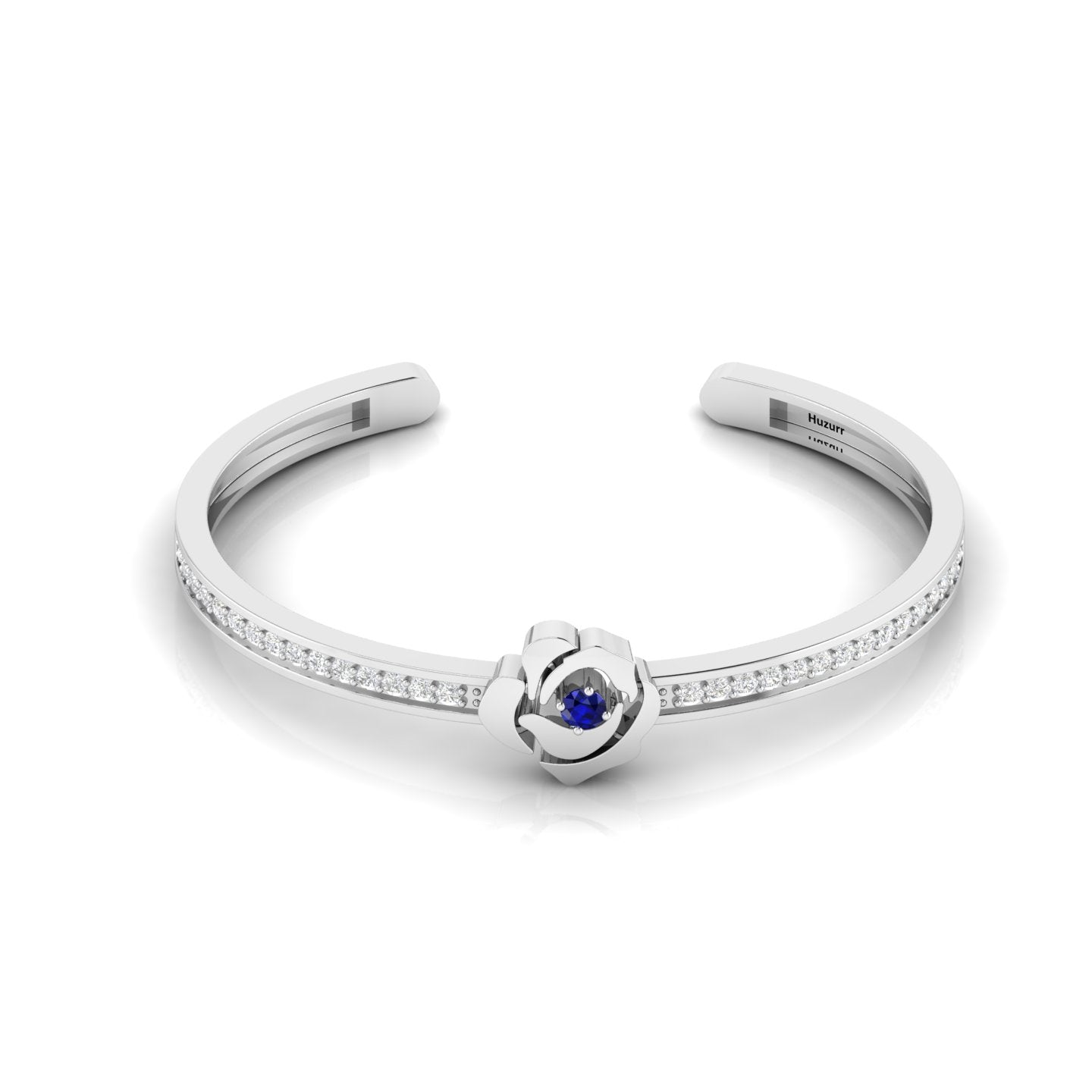 Blue Sapphire Silver Rose Flower Bracelet