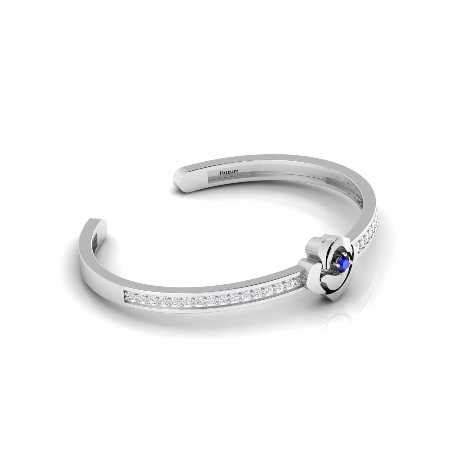 Blue Sapphire Silver Rose Flower Bracelet