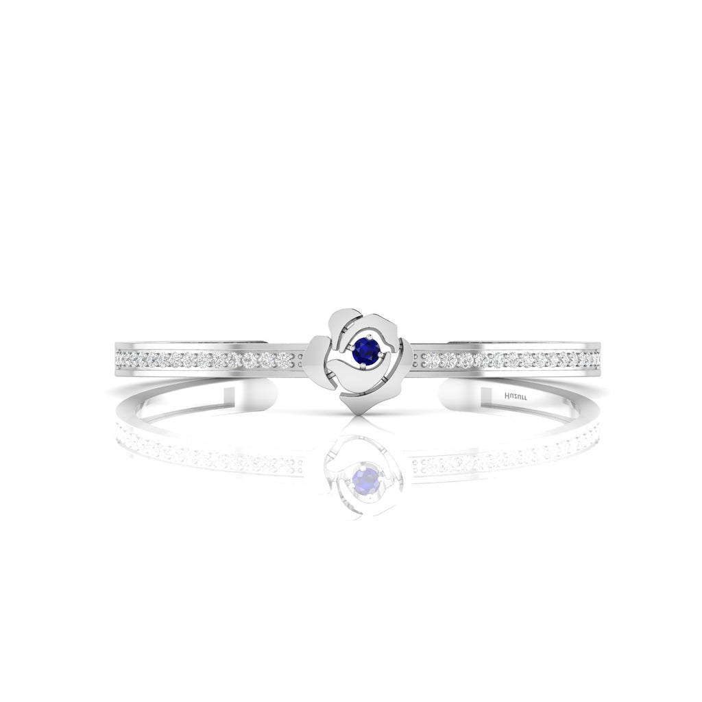Blue Sapphire Silver Rose Flower Bracelet