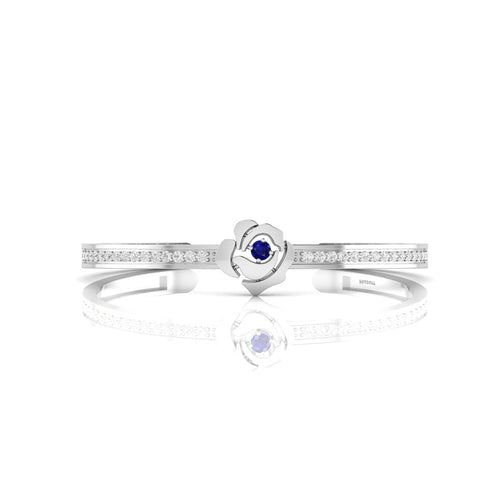 Blue Sapphire Silver Rose Flower Bracelet