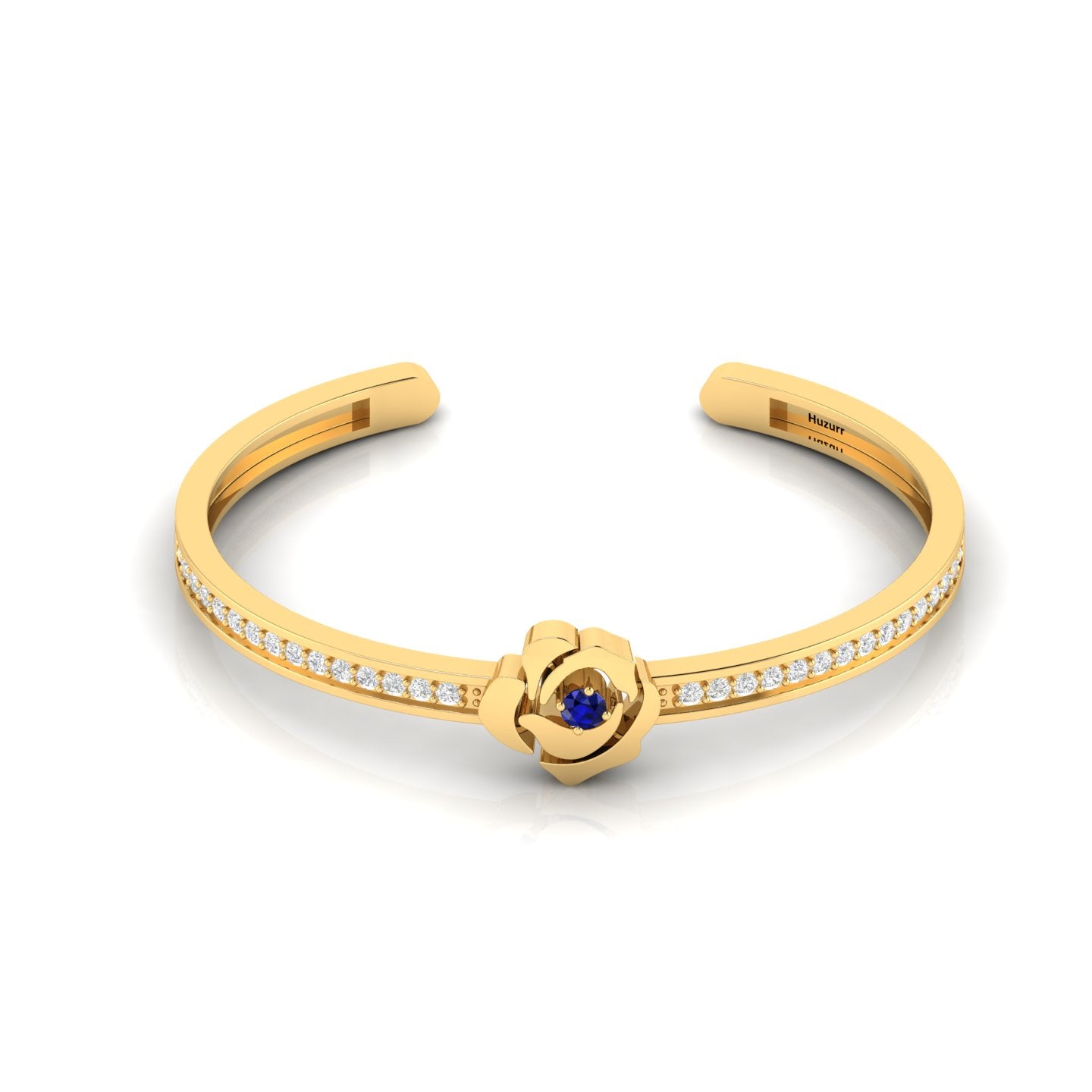 Rose Flower Blue Sapphire Gold Plated Bracelet