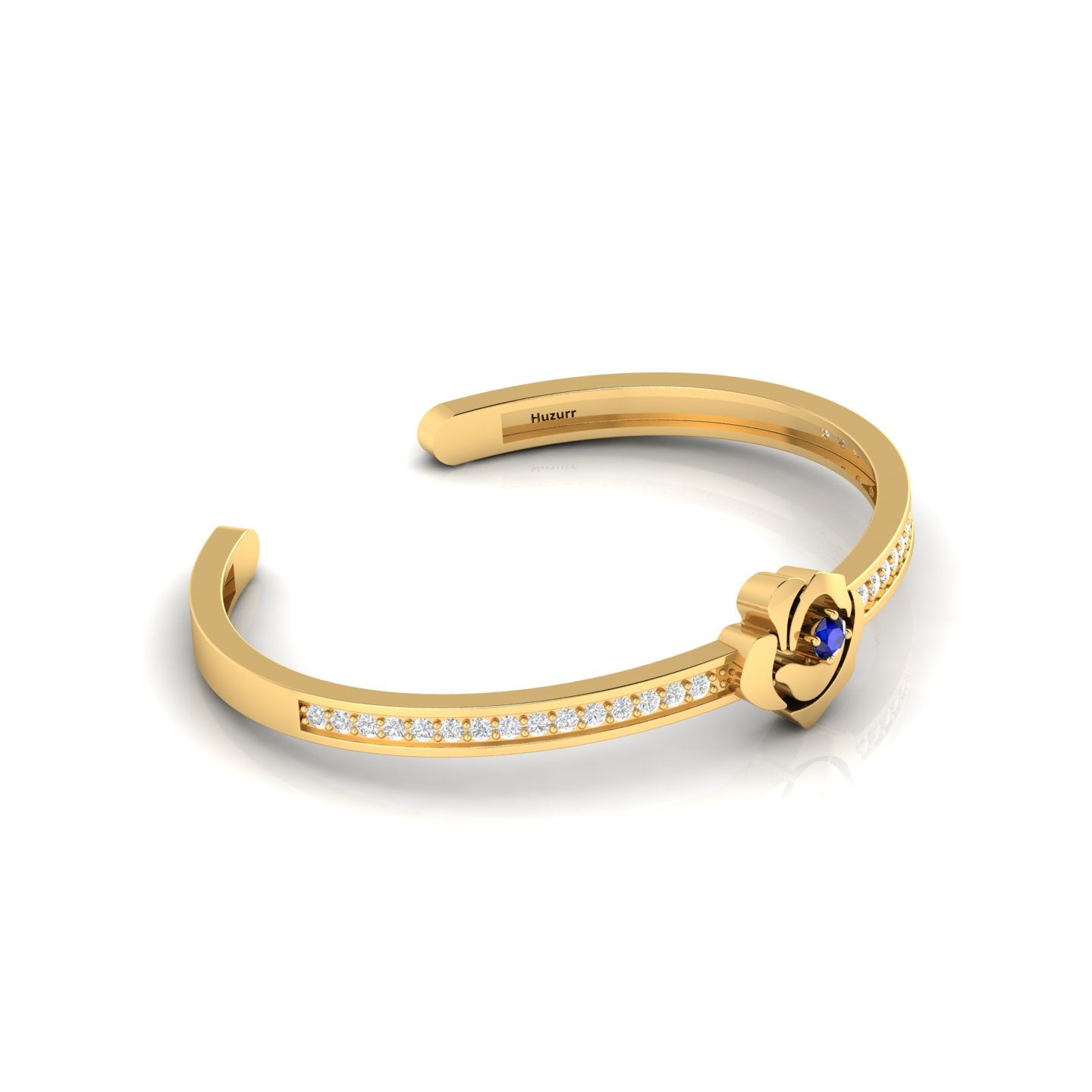 Rose Flower Blue Sapphire Gold Plated Bracelet
