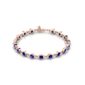 Round Blue Sapphire Rose Gold Plated Chain Bracelet