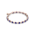 Round Blue Sapphire Rose Gold Plated Chain Bracelet