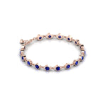 Round Blue Sapphire Rose Gold Plated Chain Bracelet