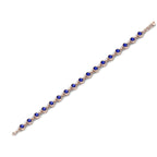 Round Blue Sapphire Rose Gold Plated Chain Bracelet
