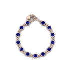 Round Blue Sapphire Rose Gold Plated Chain Bracelet