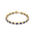 Gold Plated Round Blue Sapphire Chain Bracelet