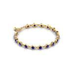 Gold Plated Round Blue Sapphire Chain Bracelet