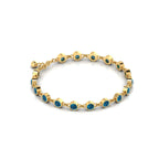 Gold Plated Round Blue Sapphire Chain Bracelet