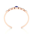 Heart Diamond & Round Blue Sapphire Rose Gold Plated Cuff Bracelet