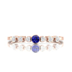 Heart Diamond & Round Blue Sapphire Rose Gold Plated Cuff Bracelet