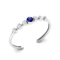 Sterling Silver Round Blue Sapphire & Heart Diamond Cuff Bracelet
