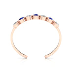 Rose Gold Plated Round Diamond & Blue Sapphire 7 Stone Cuff Bracelet
