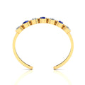 7 Stone Round Blue Sapphire & Diamond Gold Plated Cuff Bracelet